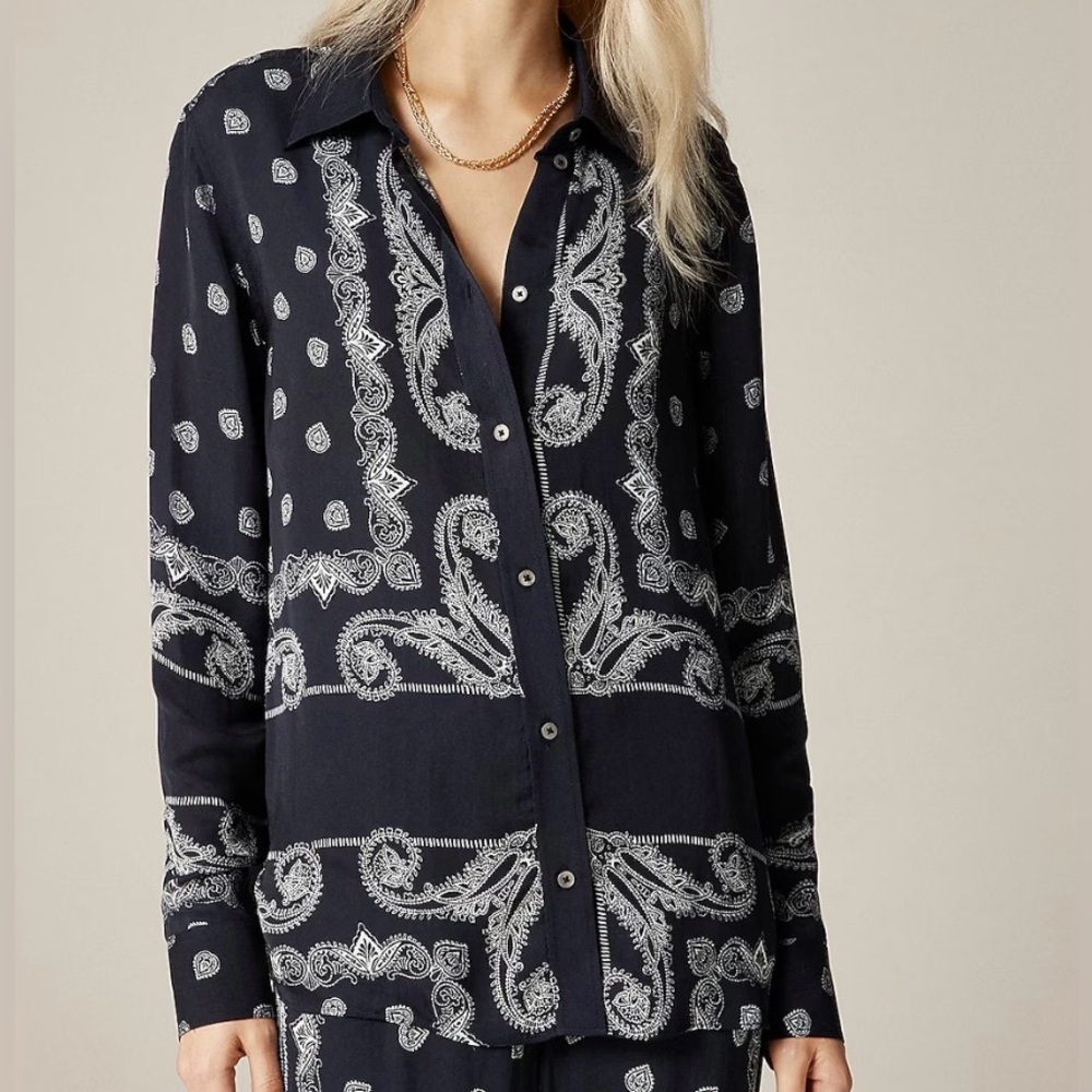 J. Crew Jules Classic-Fit Bandana Print Size 8 NWT!